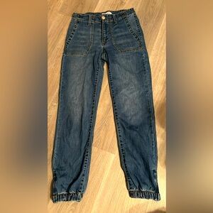 Mid Rise Denim Joggers